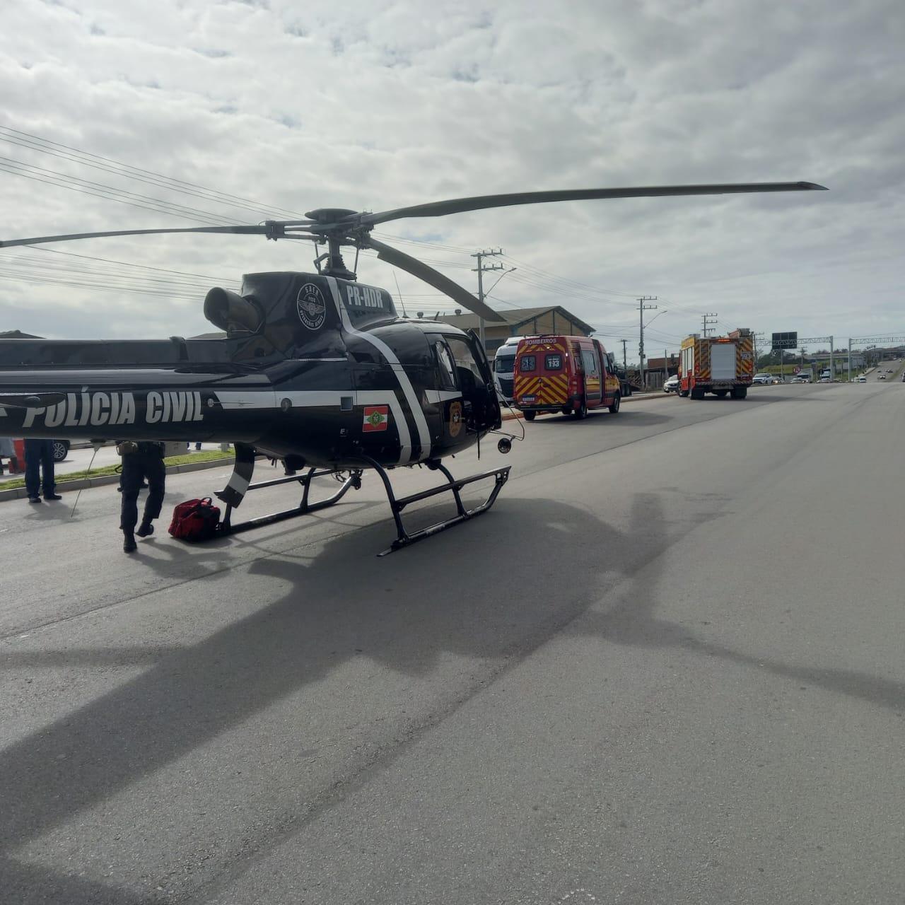 Motociclista fica gravemente ferido em colisão com caminhão na SC-445, em Içara