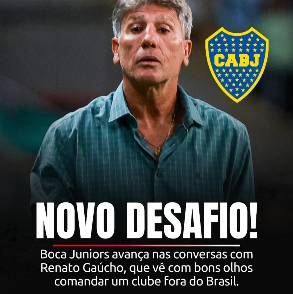 Novo desafio: Boca Juniors avança nas conversas com Renato Gaúcho, que vê com bons olhos comandar um clube fora do Brasil