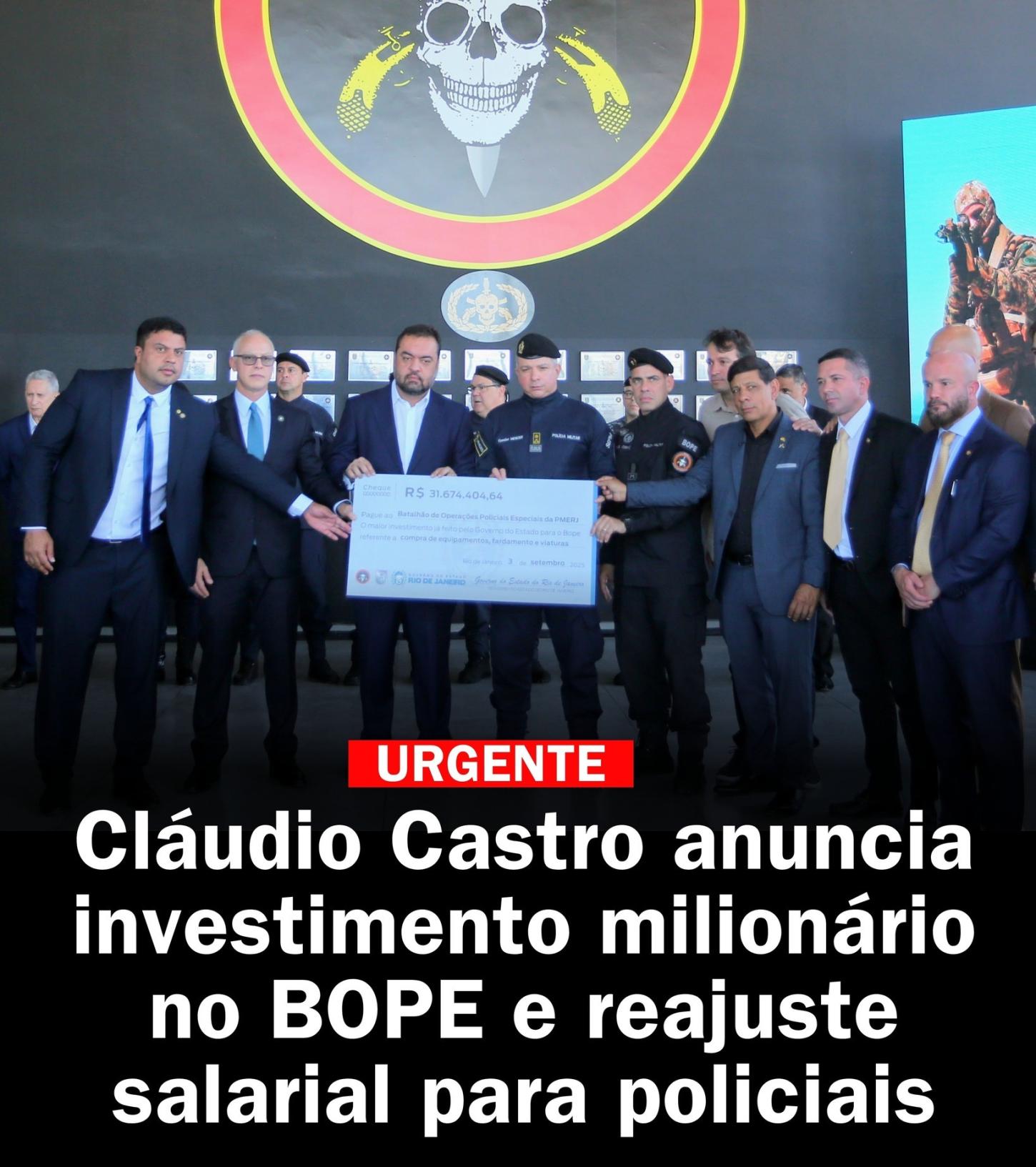 Governo do RJ anuncia investimentos e reajuste salarial para o BOPE