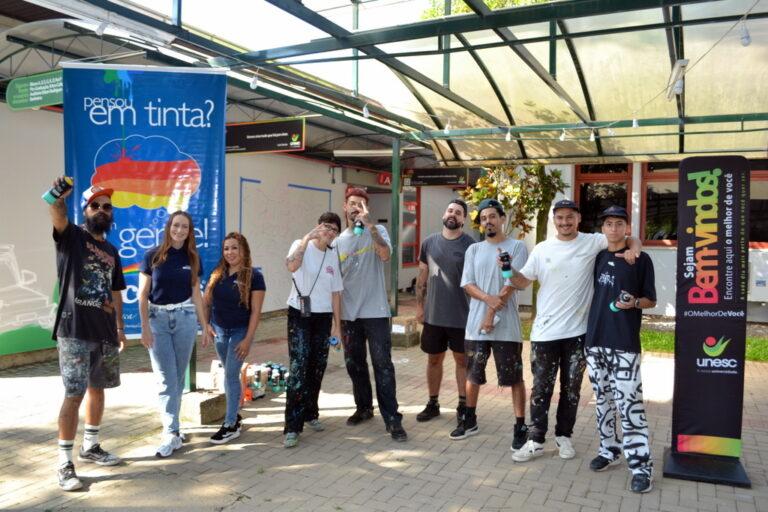 Unesc e Arco Íris Tintas celebram Dia do Grafiteiro com revitalização artística no campus